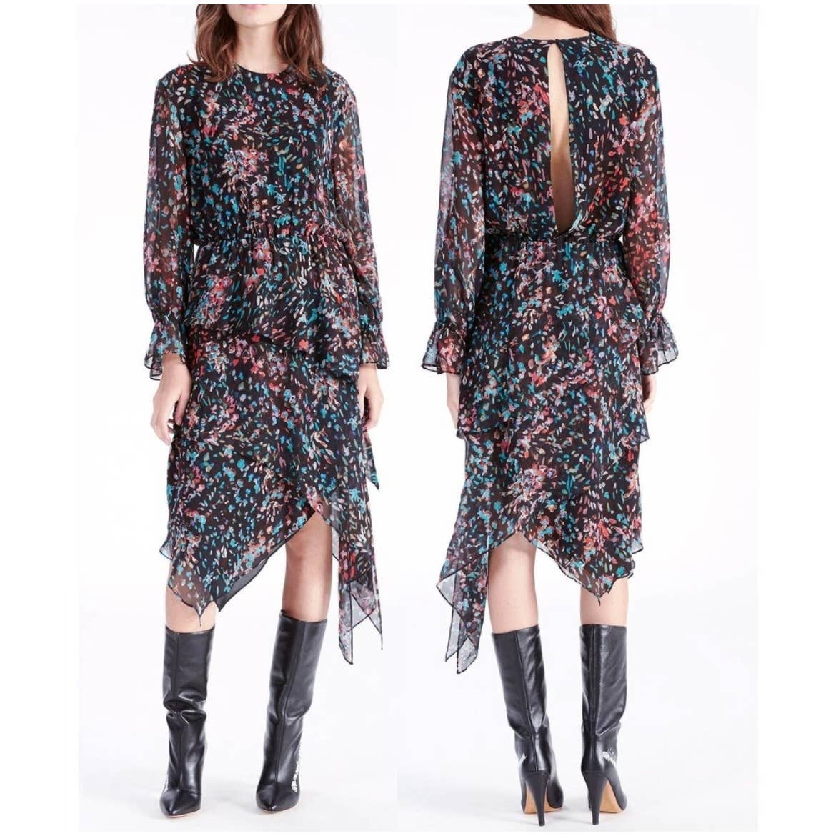 IRO Blank Floral Asymmetrical Midi Dress - Second Seams