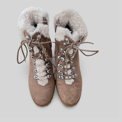 Madden Girl Lace Up Faux Fur Boots - Second Seams