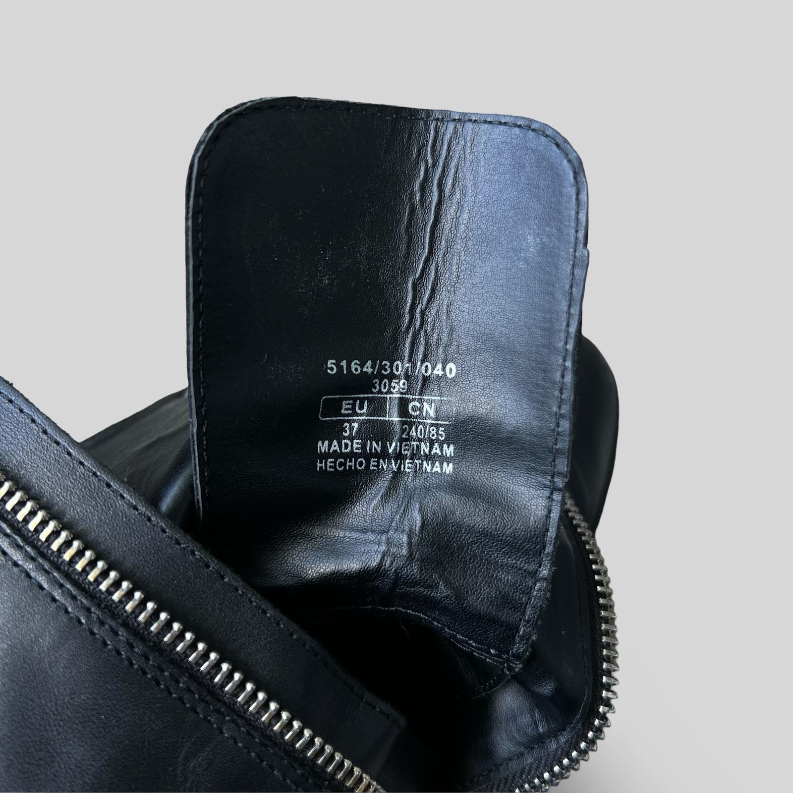 Zara Black Leather Combat Boots - Second Seams