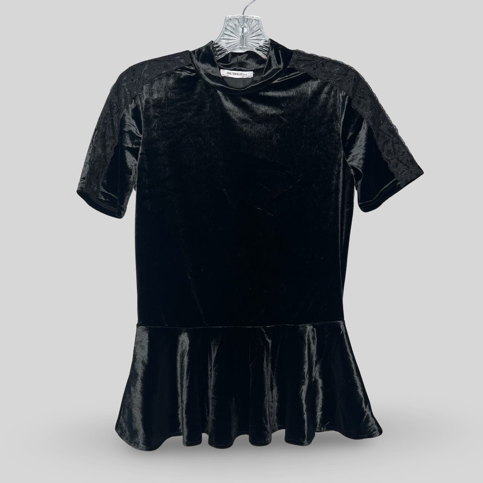 Zara Black Velvet Peplum Top - Second Seams