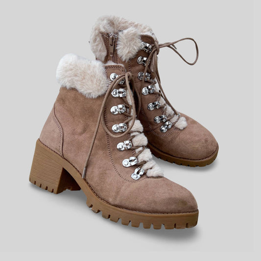 Madden Girl Lace Up Faux Fur Boots - Second Seams