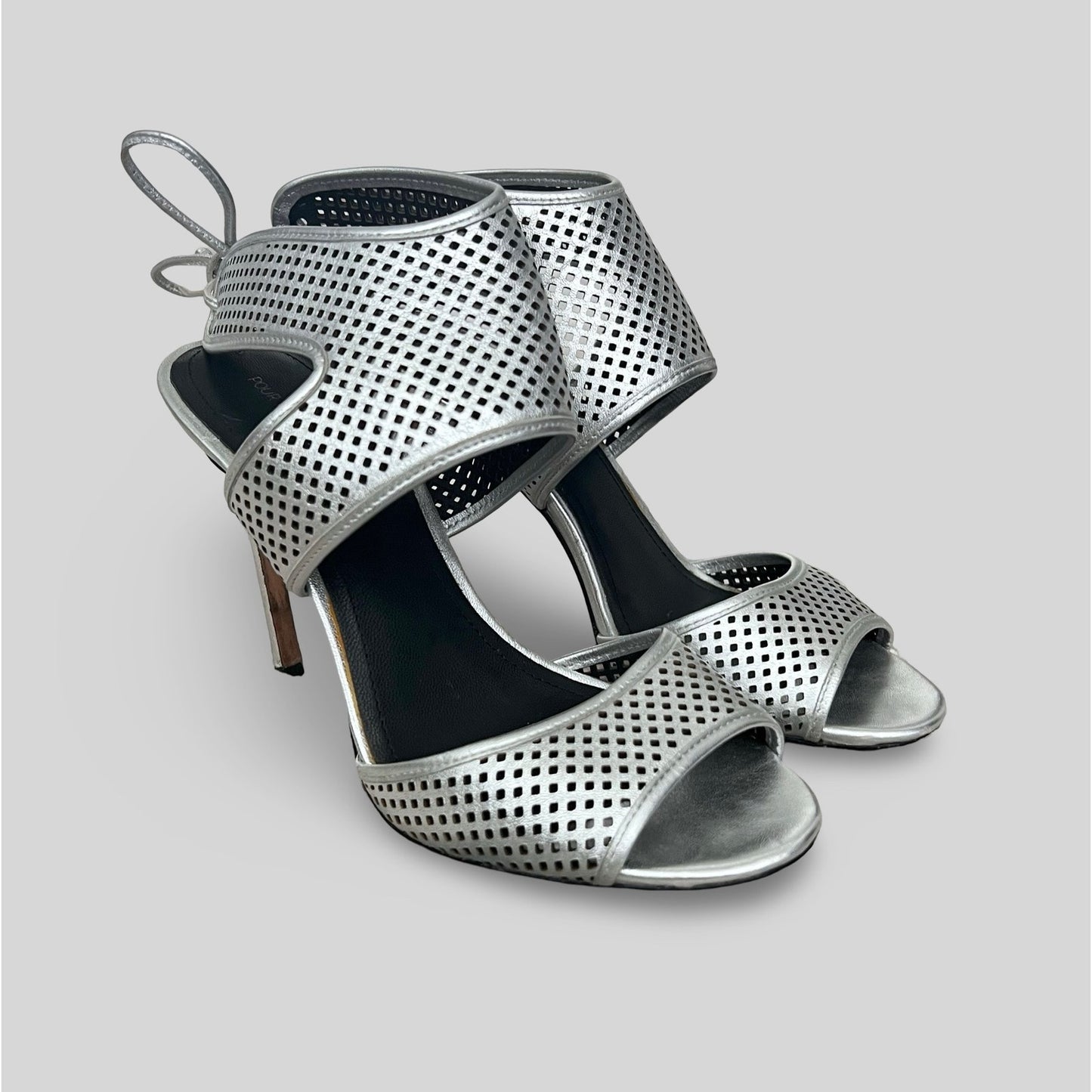 Pour la Victoire Perforated Silver Heels - Size 7.5