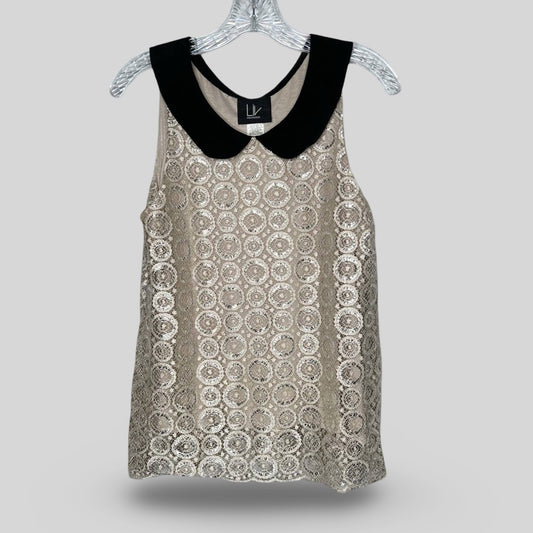 Anthropologie Liv Metallic Lace Top  - Second Seams