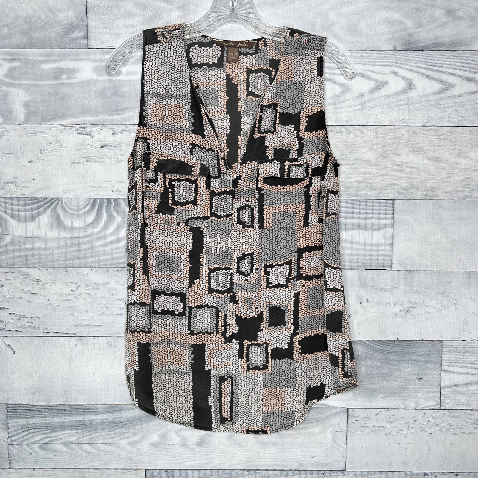 Charlie Jade Silk Geometric Sleeveless Top - Second Seams
