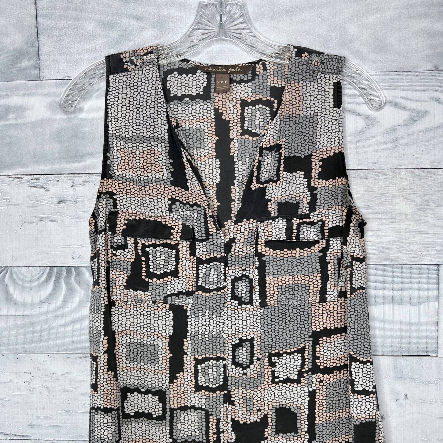 Charlie Jade Silk Geometric Sleeveless Top - Second Seams