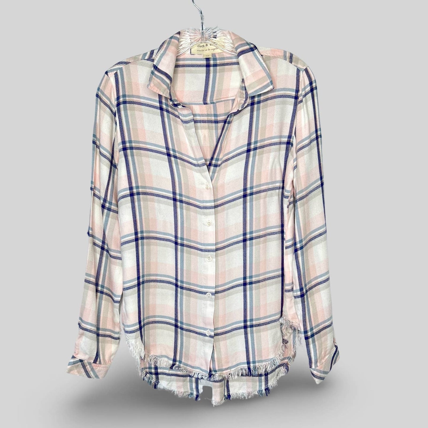 Cloth & Stone Plaid Fringe Button Down Top - Second Seams