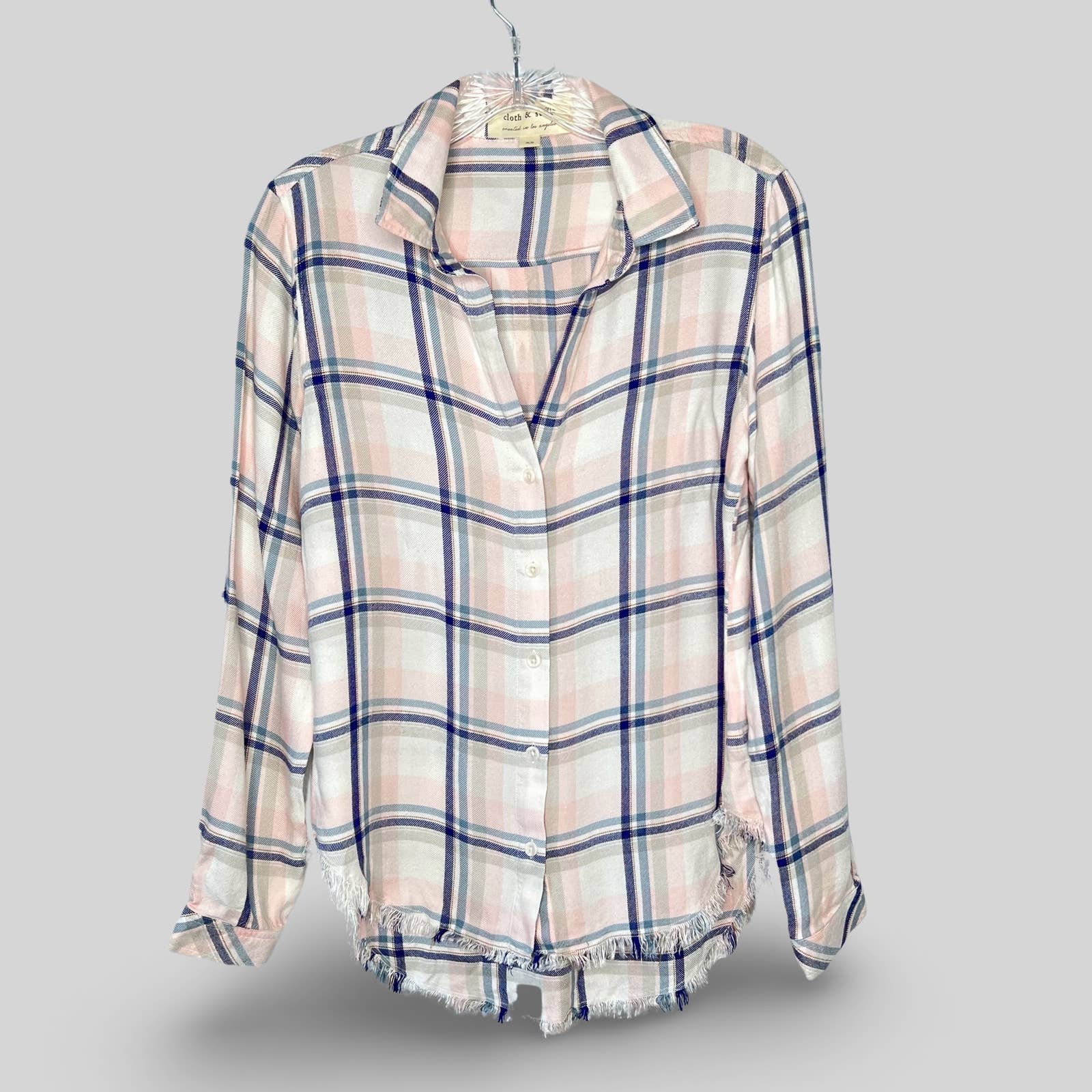 Cloth & Stone Plaid Fringe Button Down Top - Second Seams