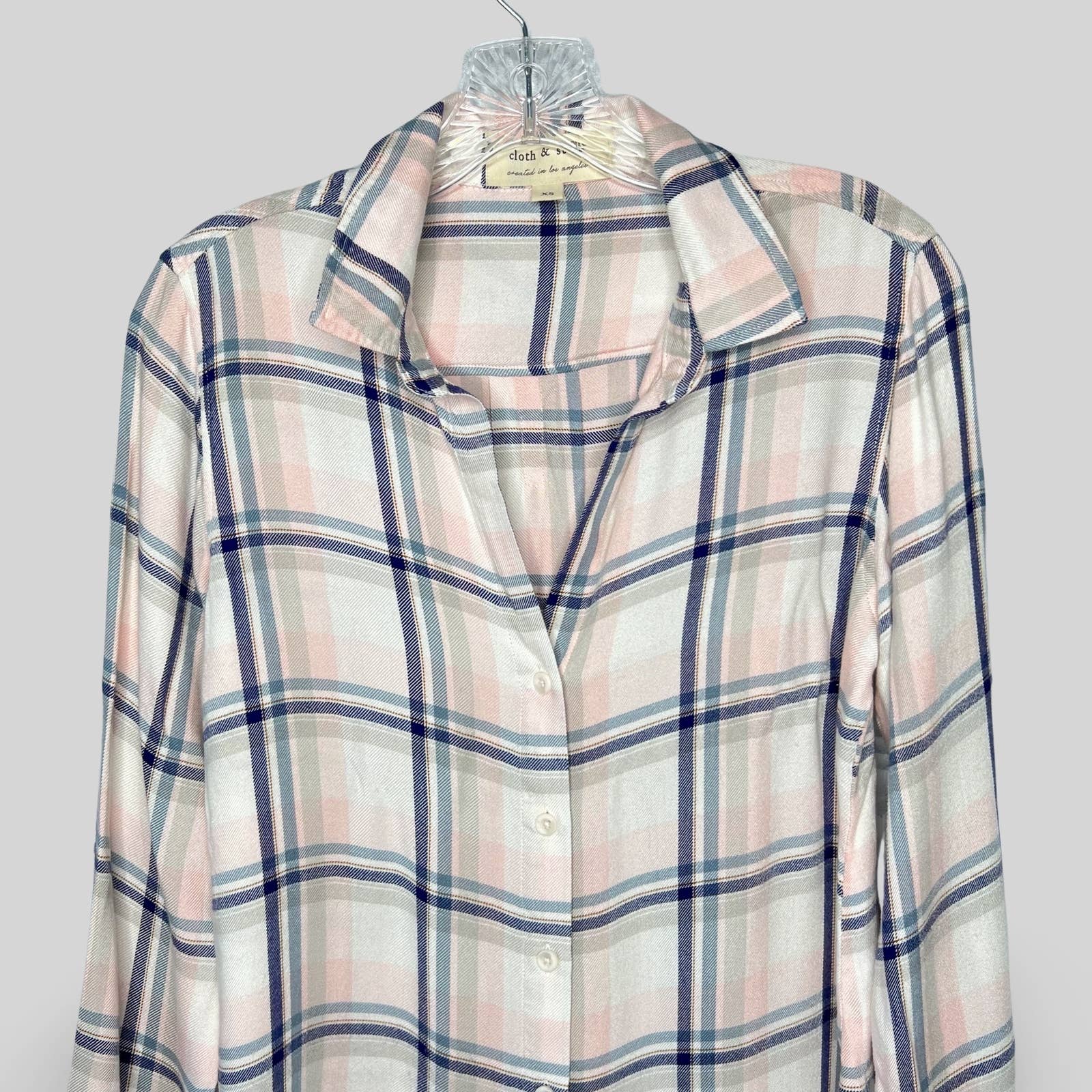 Cloth & Stone Plaid Fringe Button Down Top - Second Seams