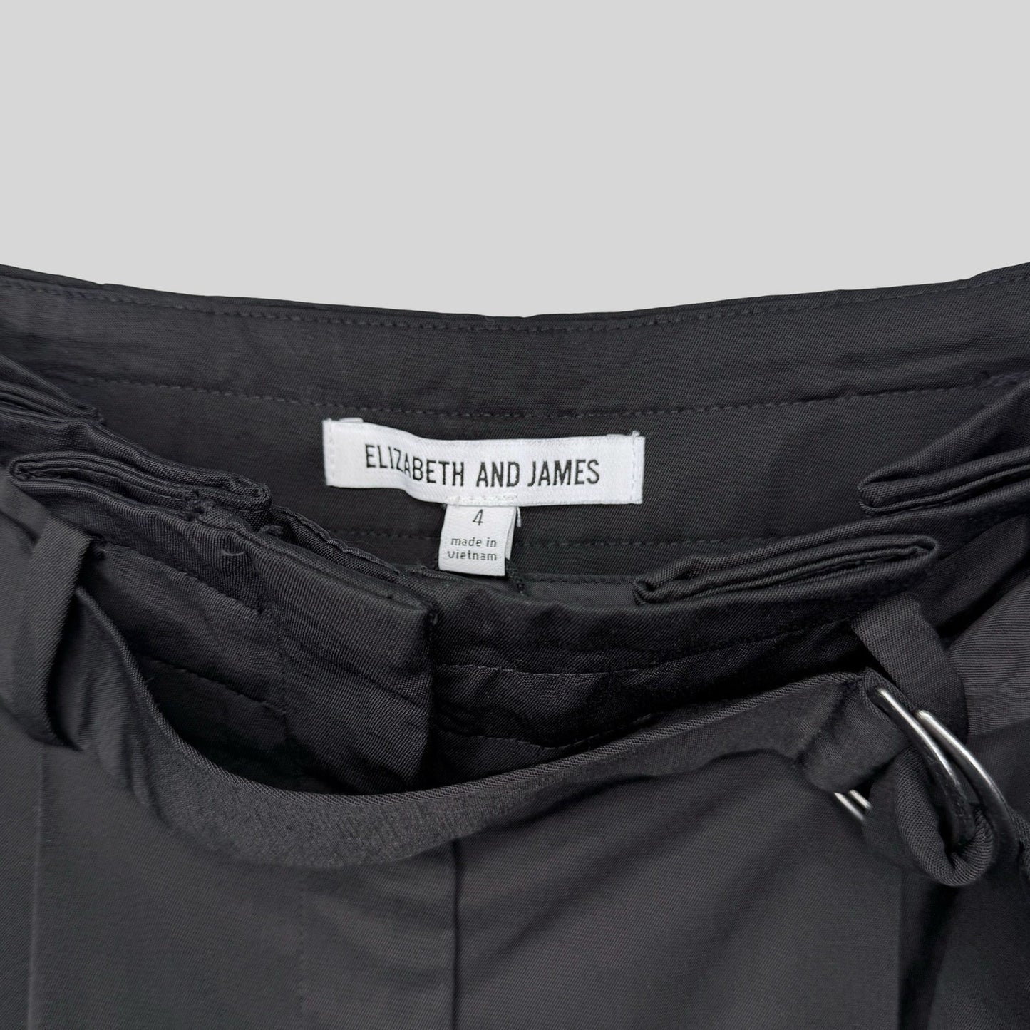 Elizabeth & James Belted Paperbag Black Pants - Second Seams