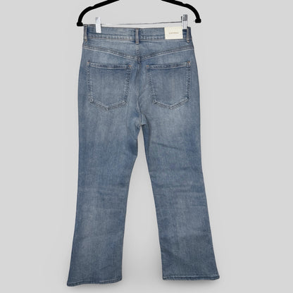 Express Cropped Flare High Rise Jeans With Rhinestones - Second Seams