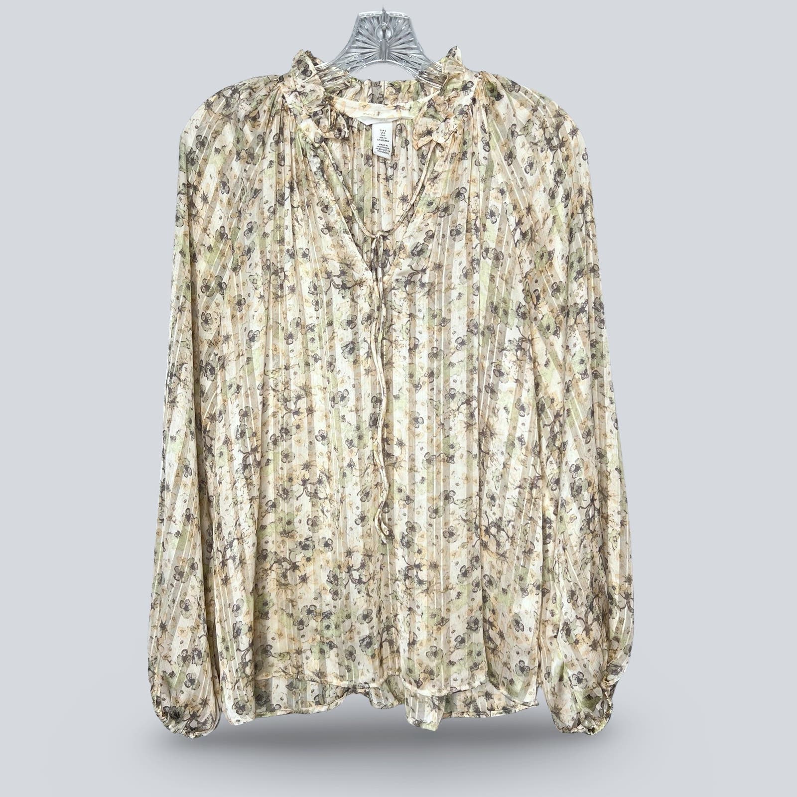 H&M Shadow Stripe Floral Blouse - Second Seams
