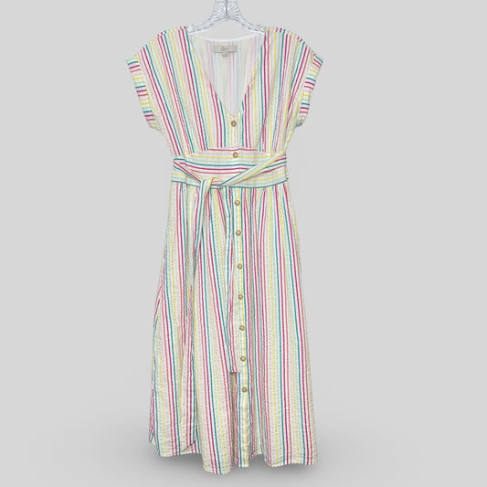 LOFT Striped Button Down Midi Dress - Second Seams