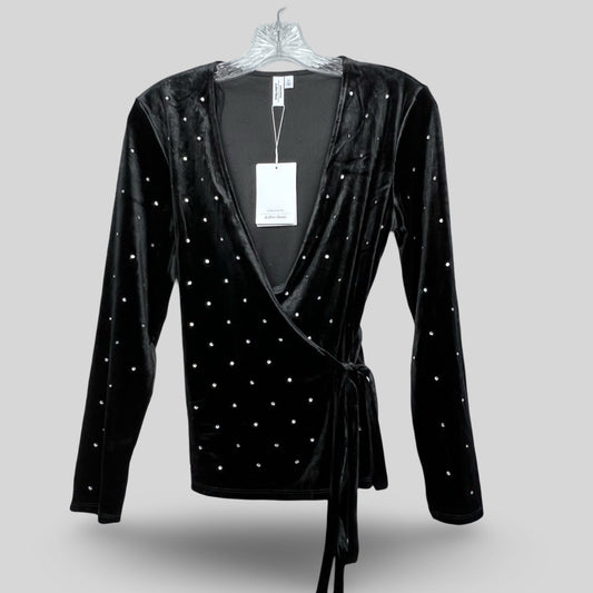 & Other Stories Rhinestone Velvet Wrap Top - Second Seams