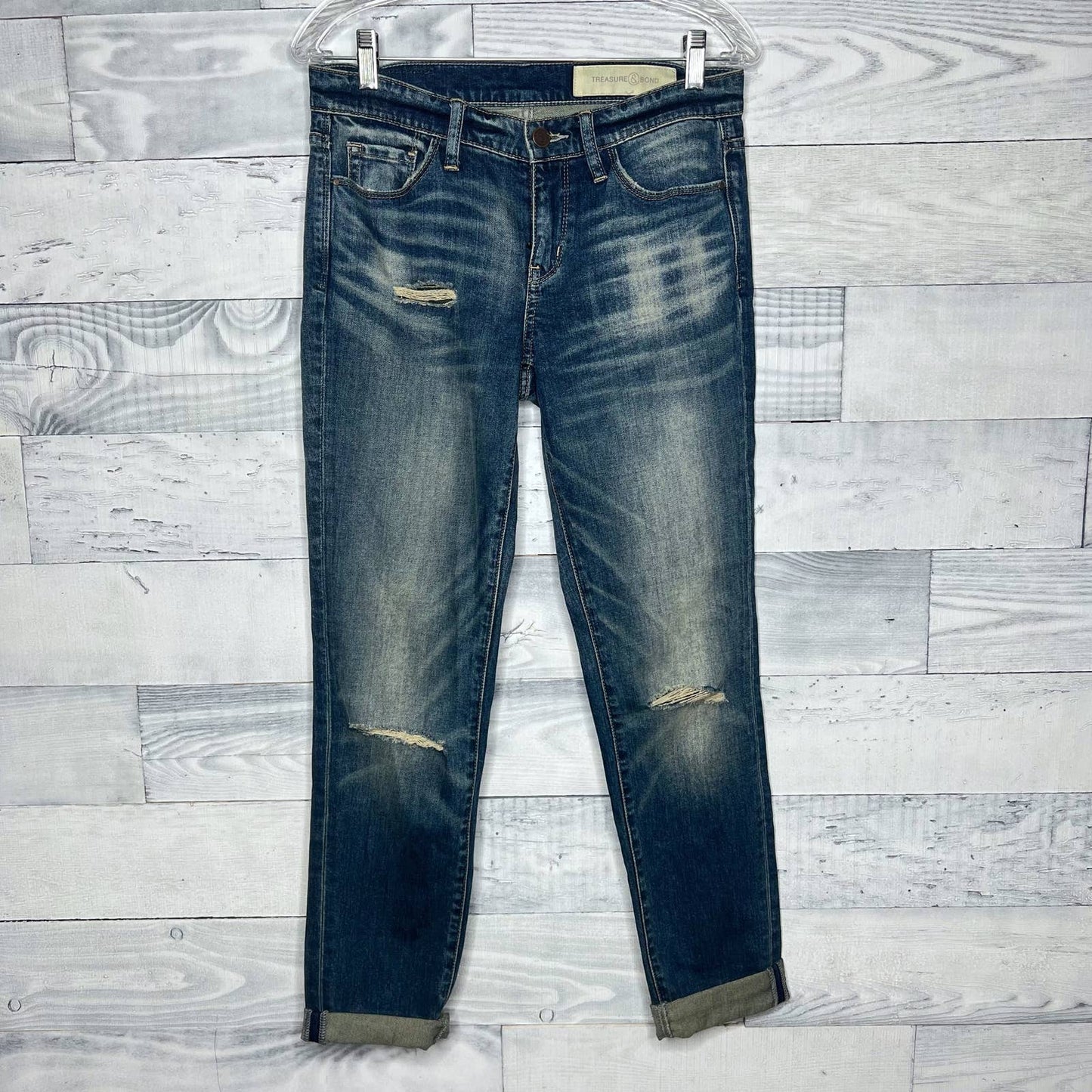 Treasure & Bond Distressed Boyfriend Jeans - Second Seams