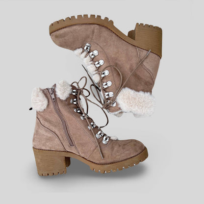 Madden Girl Lace Up Faux Fur Boots - Second Seams