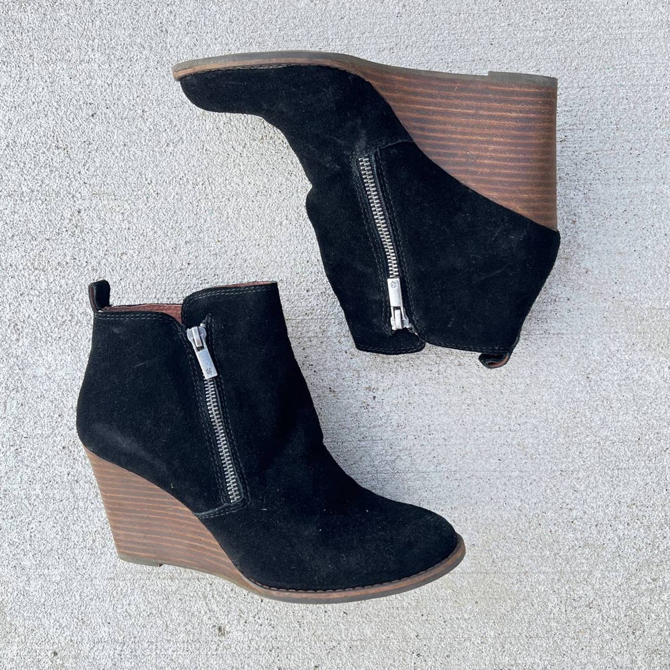 Lucky Brand Yesterr Suede Wedge Booties - Second Seams