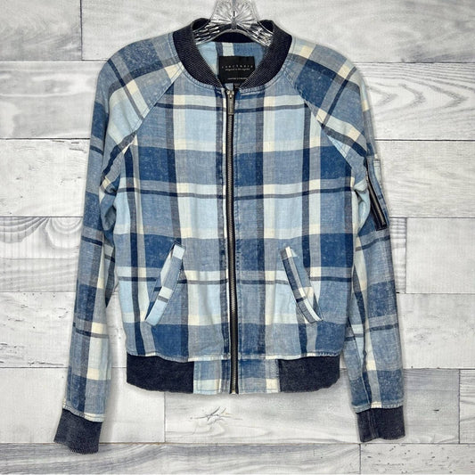 Sanctuary Plaid Chambray Bomber Jacket - Second Seams